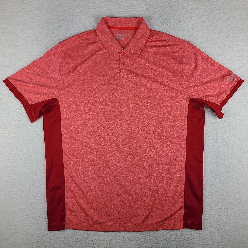Nike Golf Polo Shirt Mens XL Red Heathered‎ Tour Performance Dri Fit